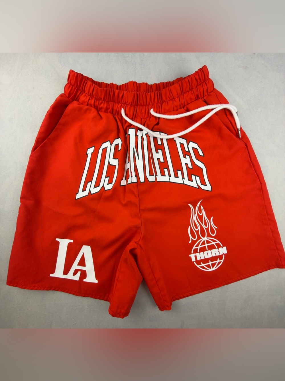 ROMWE Red Los Angeles Graphic Athletic Shorts